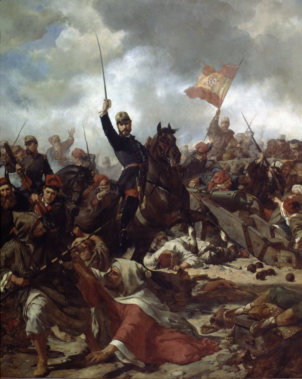 Generál John Prim a Prats (1814-70) v bitvě u Tetouanu v od Francisco Sans y Cabot