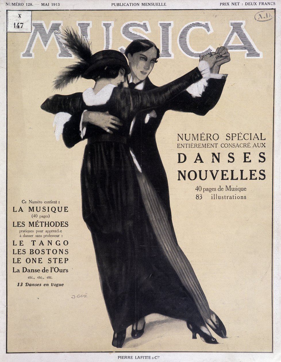 Numero special dances nouvelles (pár tančící tango) - Ilustrace Francisco Javier Gose (1876-1915) In „“ Musica““, květen 1913 od Francesc Xavier Gosé