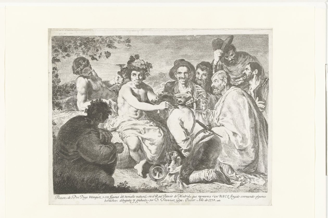 Bakchus v donkaardech Baco (název na objektu) Opilci od Francisco de Goya