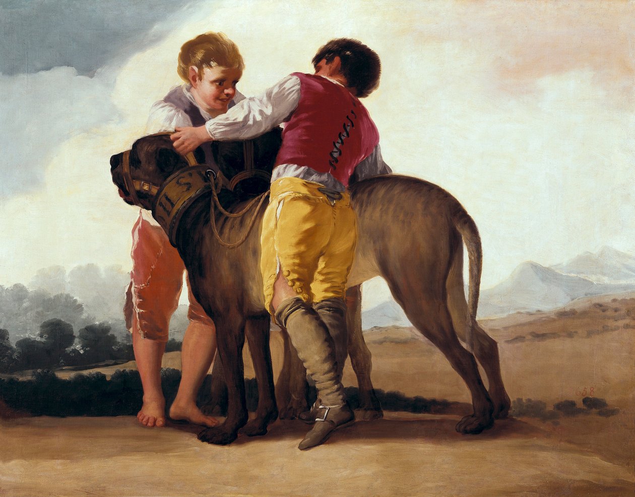 Chlapci s mastifem, c.1786 (olej na kartonu) od Francisco de Goya