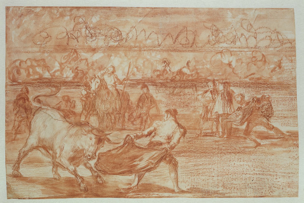 Býčí zápasy, 1815-16 (červená křída na papíře) od Francisco de Goya