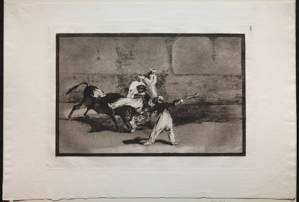 Býčí zápasy: Moor chycený býkem v ringu od Francisco de Goya