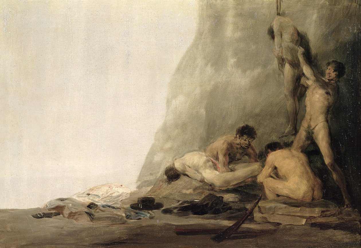 Kanibalové připravující své oběti aneb Těla Jeana de Brebeufa a Gabriela Lallemanta stažená z kůže Irokézy v roce 1649, kolem 1800-08 (pár 83792) od Francisco de Goya