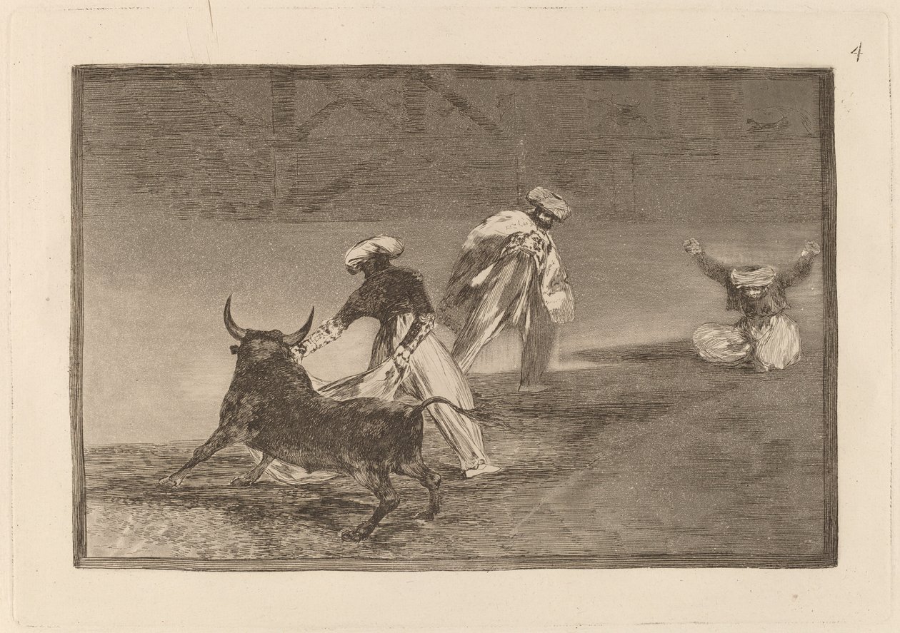 Capean otro encerrado (Hrají jiného s mysem v ohradě) od Francisco de Goya