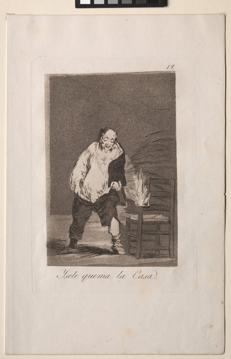 Caprichos: A jeho dům je v plamenech. od Francisco de Goya