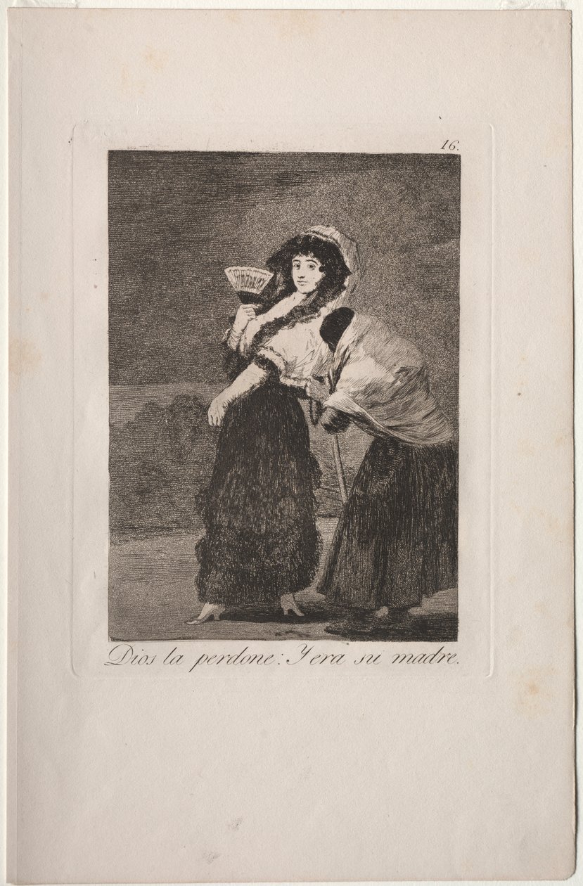 Caprichos: Proboha: a byla to její matka. od Francisco de Goya