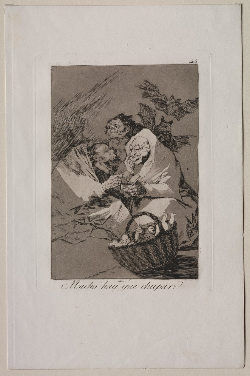 Caprichos: Je toho hodně k sání od Francisco de Goya