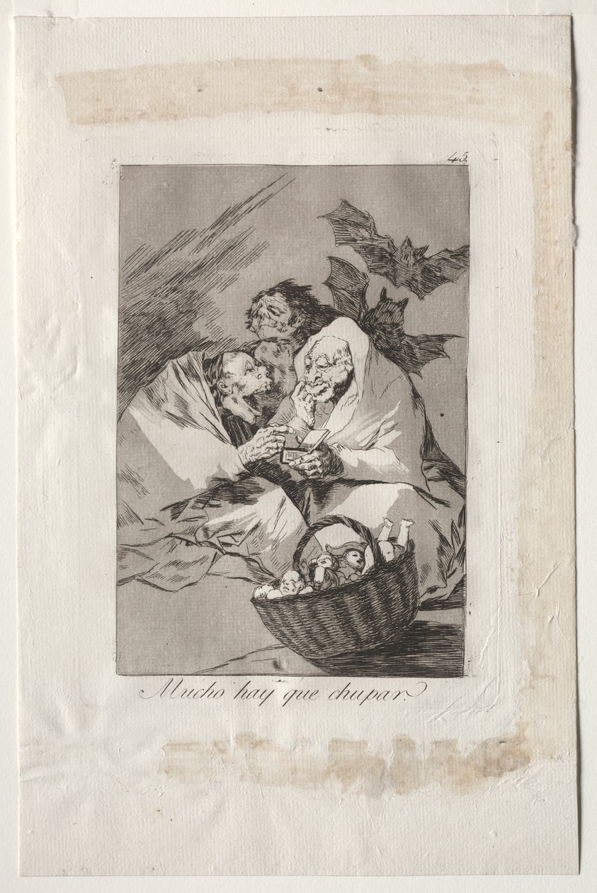 Caprichos: Je toho hodně k sání od Francisco de Goya