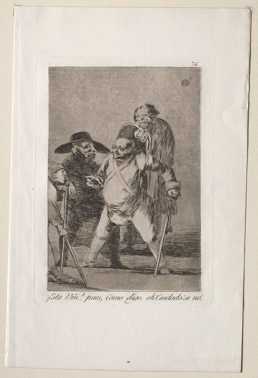 Caprichos: Rozumíš...No, jak říkám...eh! Pozor! V opačném případě.... od Francisco de Goya
