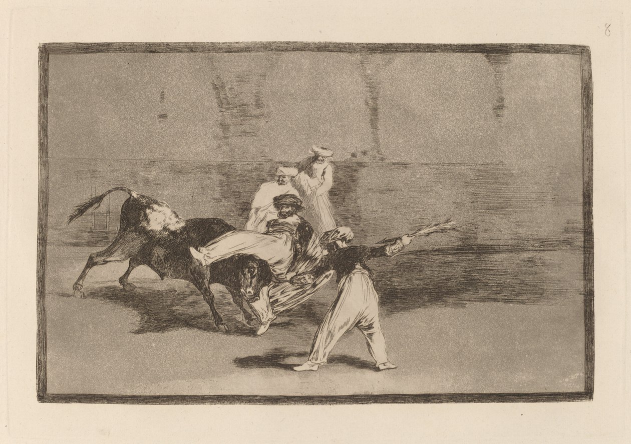 Zasraný Maur na náměstí (Moor chycený býkem v ringu) od Francisco de Goya