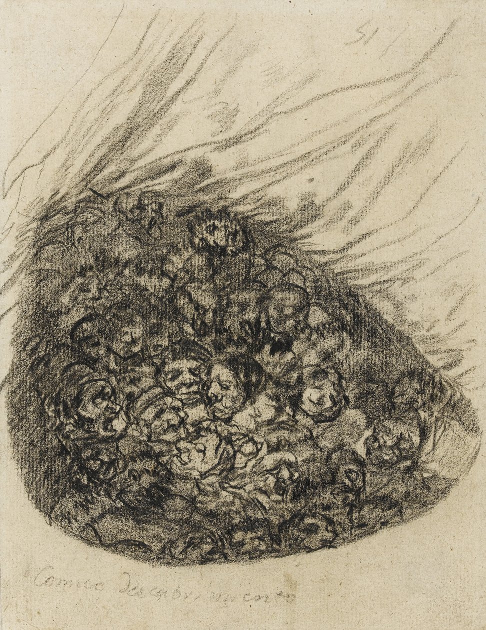 Comic Discovery, 1819-28 (černá křída na papíře) od Francisco de Goya