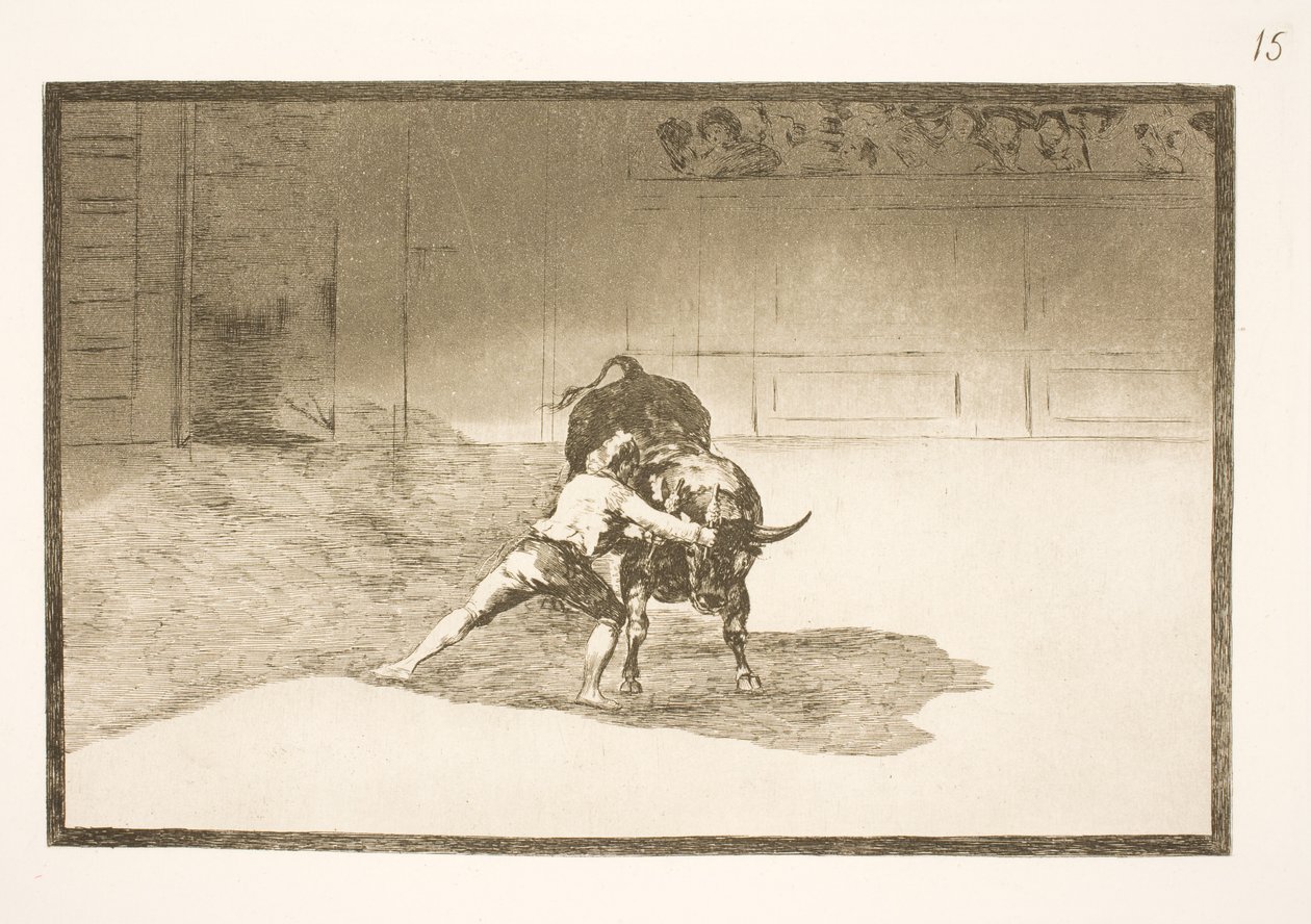 Slavný Martincho umístí banderillas, oklame býka pohyby svého těla od Francisco de Goya