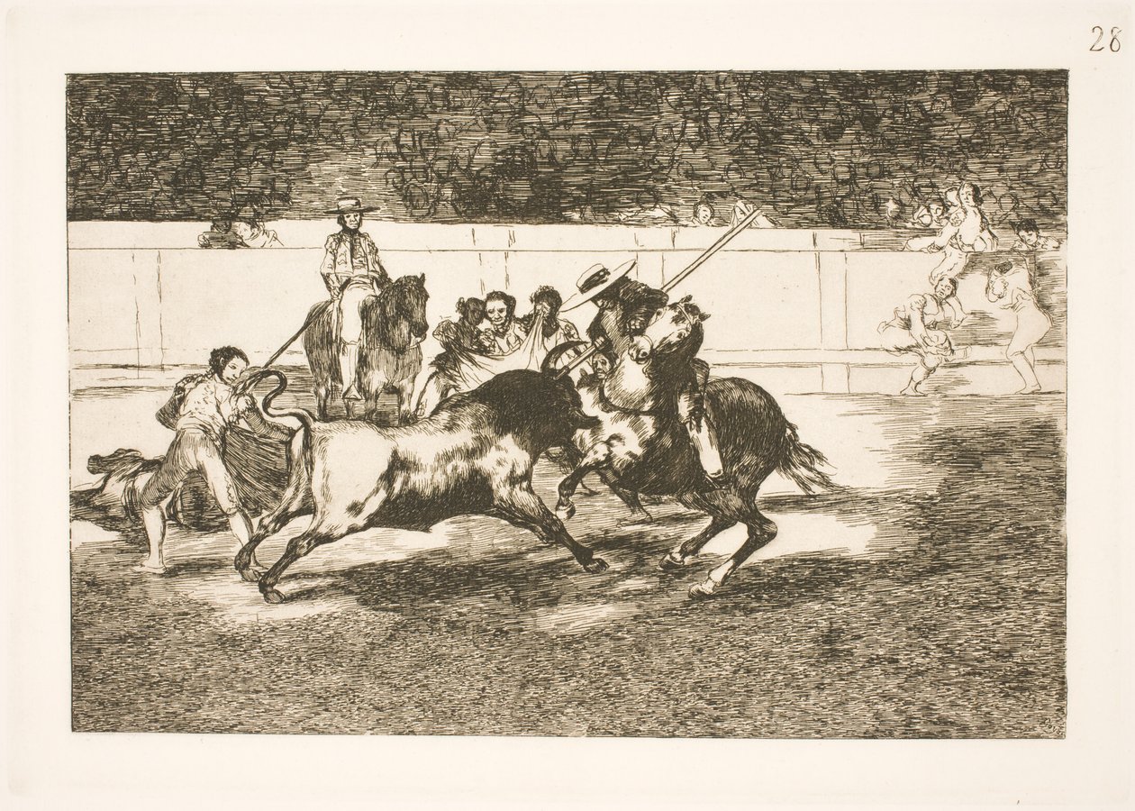 Mocný Rendon kopí býka, výpad, který způsobil jeho smrt v madridské aréně od Francisco de Goya