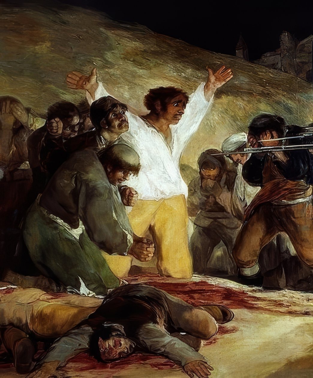 3. května 1808 (střílení pouličních bojovníků povstalců). 1814. Detail od Francisco de Goya