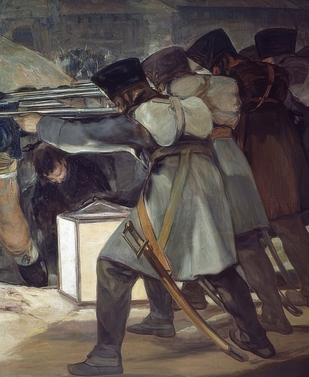 3. května 1808 (střílení pouličních bojovníků povstalců). 1814. Detail od Francisco de Goya
