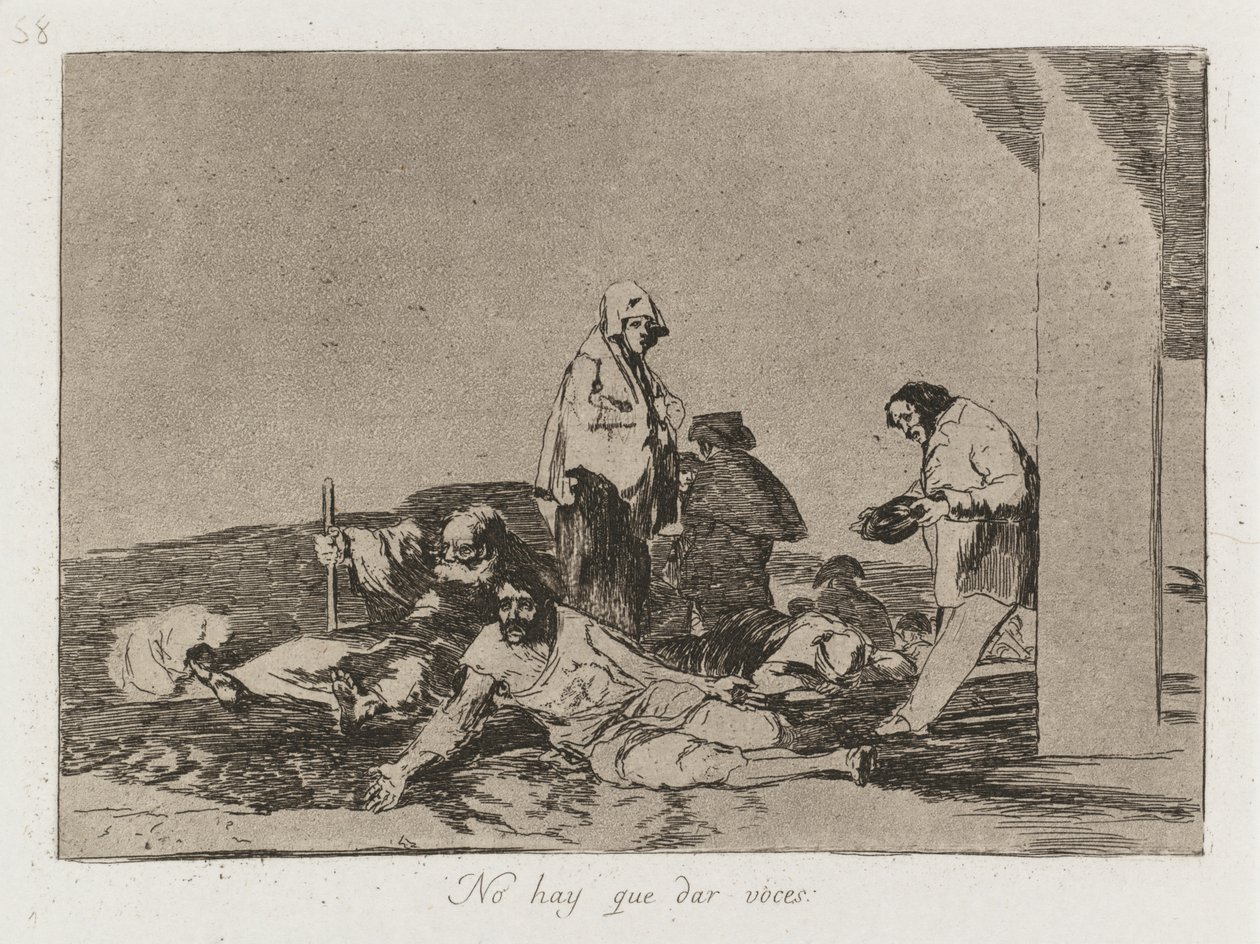 Válečné katastrofy: Pl. 58, Nemá cenu křičet, 1810-1813. od Francisco de Goya