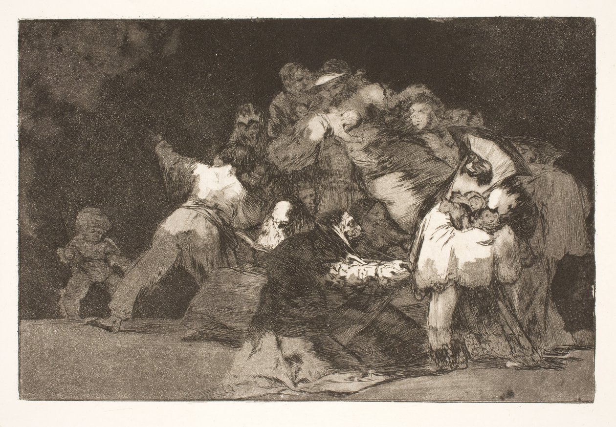 Pošetilost obecně (kočičí drápy a oblečení oddaných / stejně jako neřest je často oděna do zvyků ctnosti) od Francisco de Goya