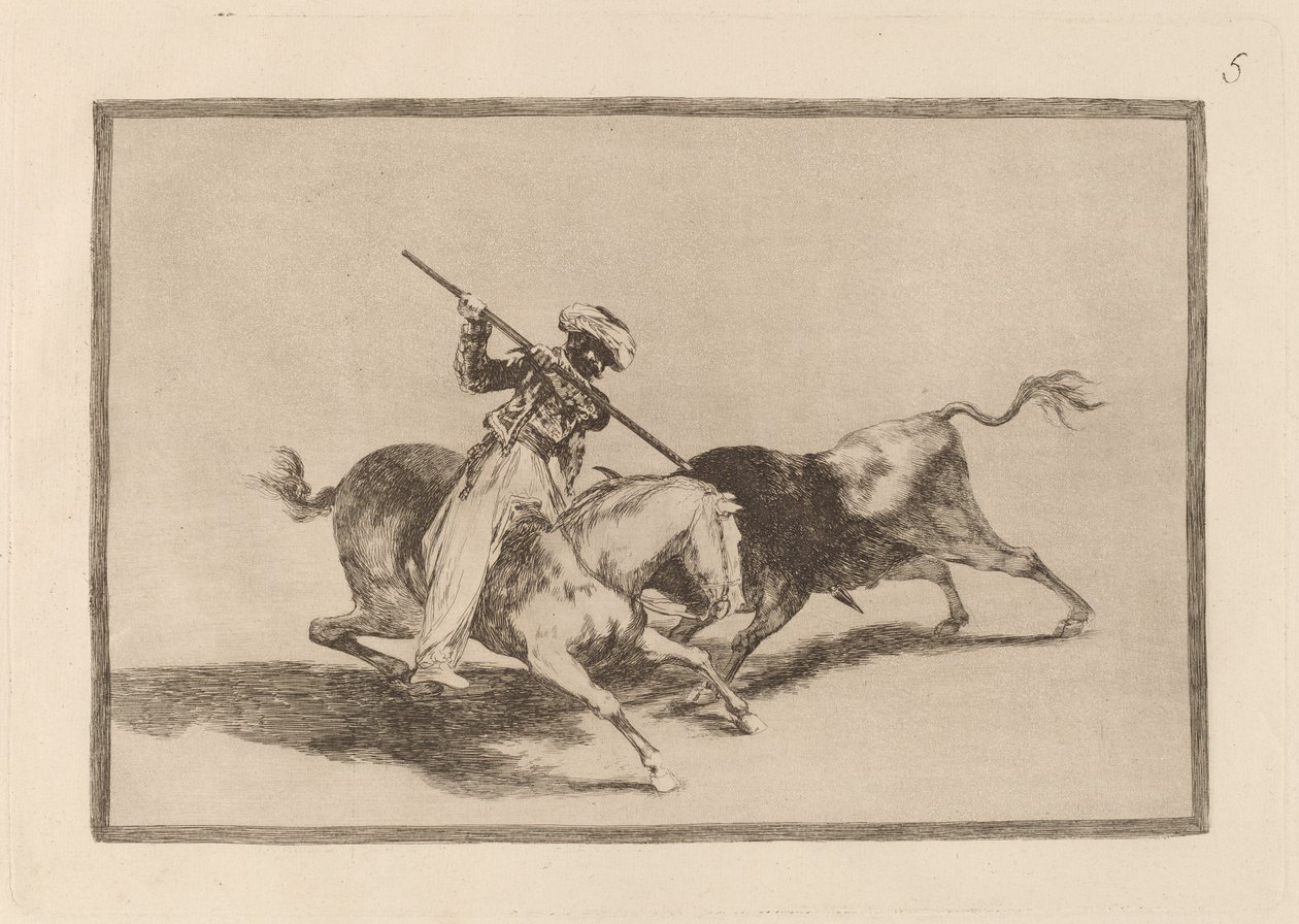 Temperamentní Maur Gazul je první, kdo oštěpuje býky v pořadí (The Spirited Moor Gazul is the First to Speer Bulls by the Rules) od Francisco de Goya