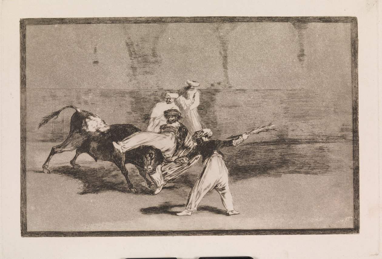 Maur zajatý býkem v aréně od Francisco de Goya
