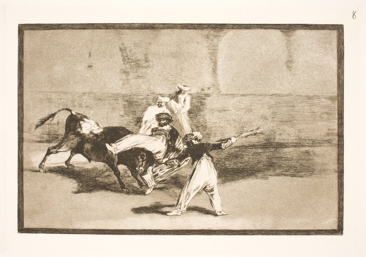 Maur zajatý býkem v aréně od Francisco de Goya