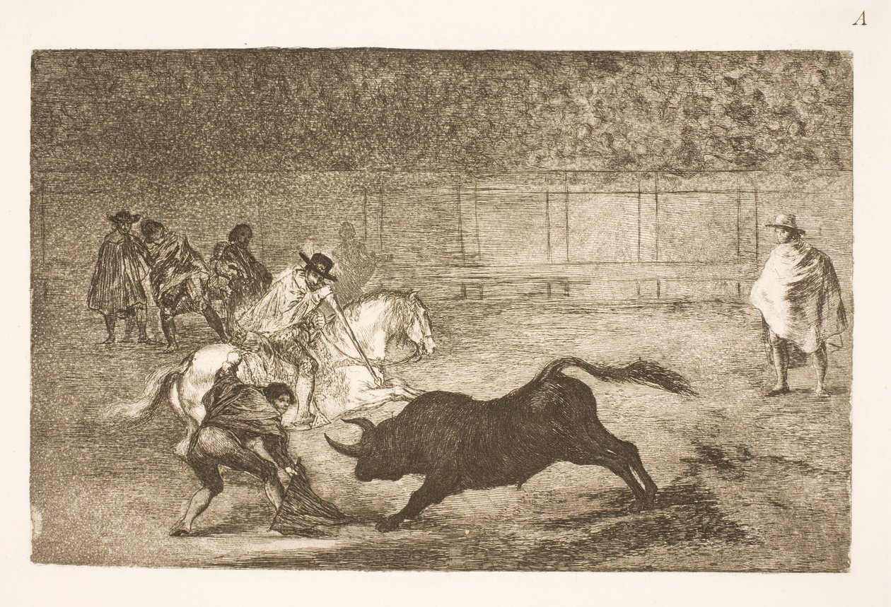 Španělský jezdec láme krátké oštěpy pomocí svých vteřin od Francisco de Goya