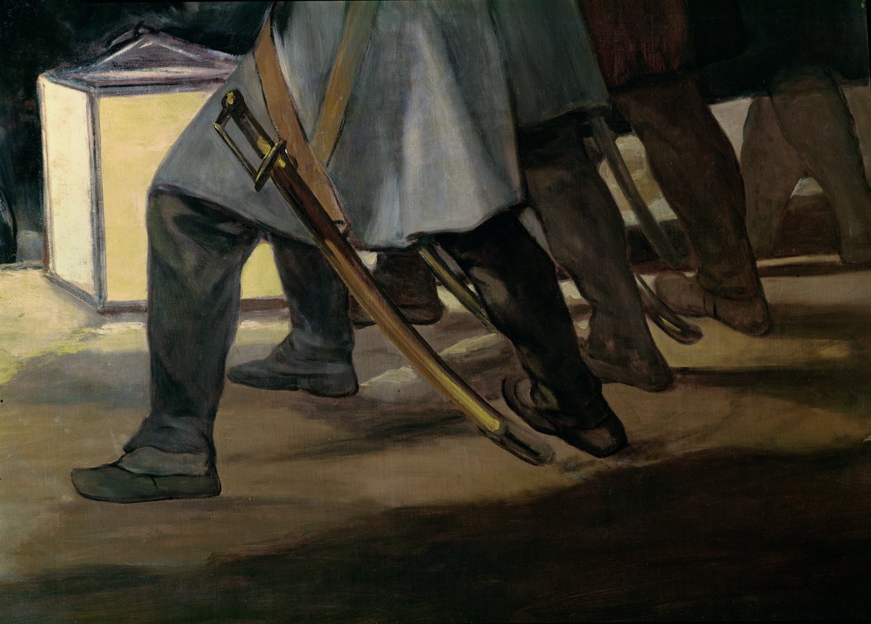 Poprava obránců Madridu, 3. května 1808, detail nohou vojáků, 1814 olej na plátně detail 507 od Francisco de Goya