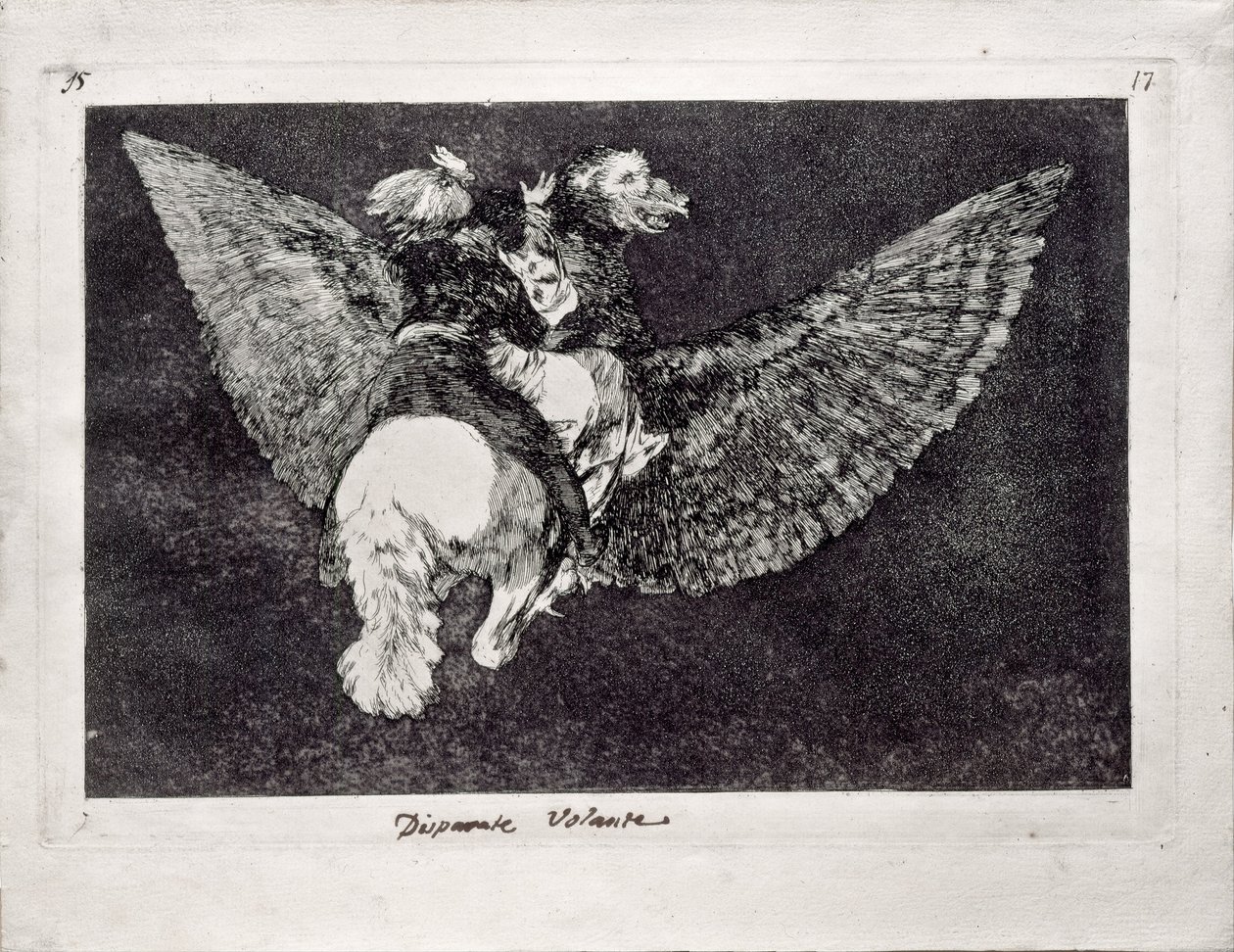 Flying Folly ze série Los Disparates Follies, 1815-1819 od Francisco de Goya
