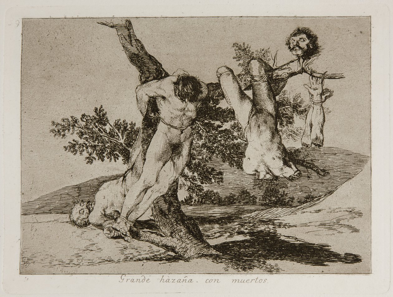 Grande hazaña! Con muertos! Hrdinský výkon! S mrtvými muži! Deska 39 z The Disasters of War Los od Francisco de Goya