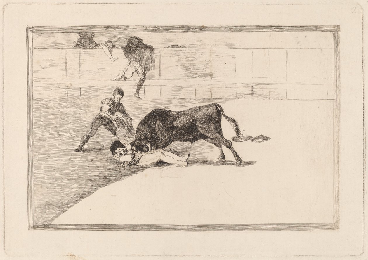 Nešťastná smrt Pepe Illo na Plaza de Madrid (Nešťastná smrt Pepe Illo v ringu v Madridu) od Francisco de Goya