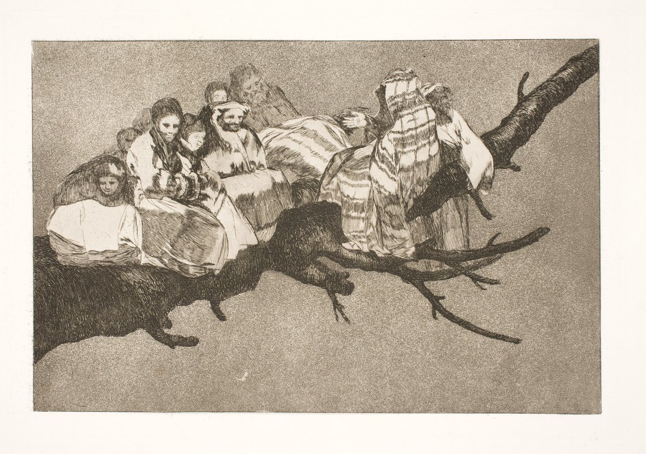Směšná pošetilost (Procházení mezi větvemi / mluvení přes klobouk) od Francisco de Goya