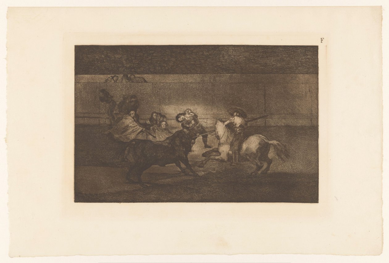 Muž nabodnutý na býčí roh Mort de Pepe Illo Býčí zápasy (název série) La Taureaumachie (název série) La Tauromaquia (název série) od Francisco de Goya
