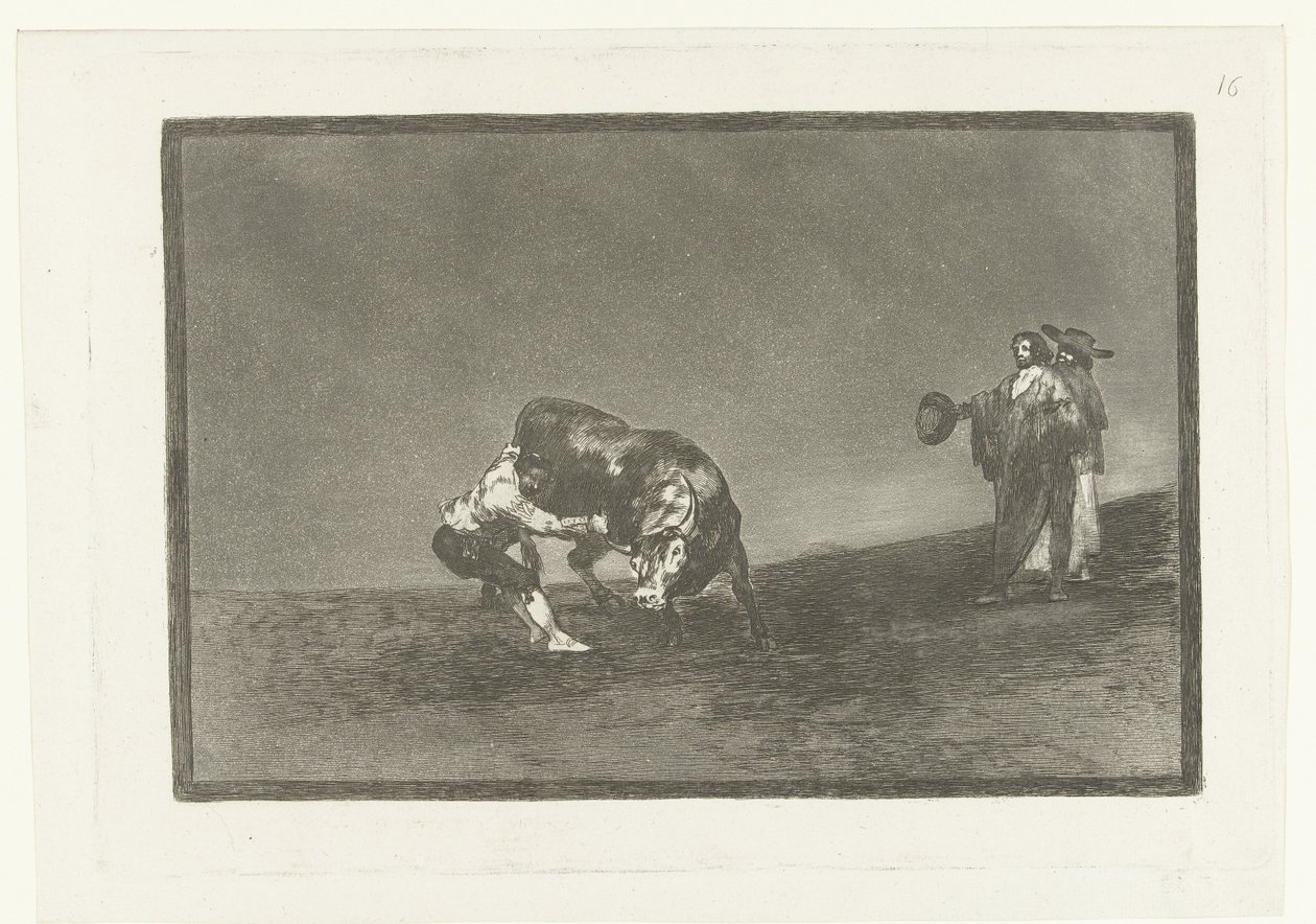Martincho popadne býka za roh El mismo vuelco en toro en la plaza de Madrid Býčí zápasy (název seriálu) La Tauromaquia (název série) od Francisco de Goya