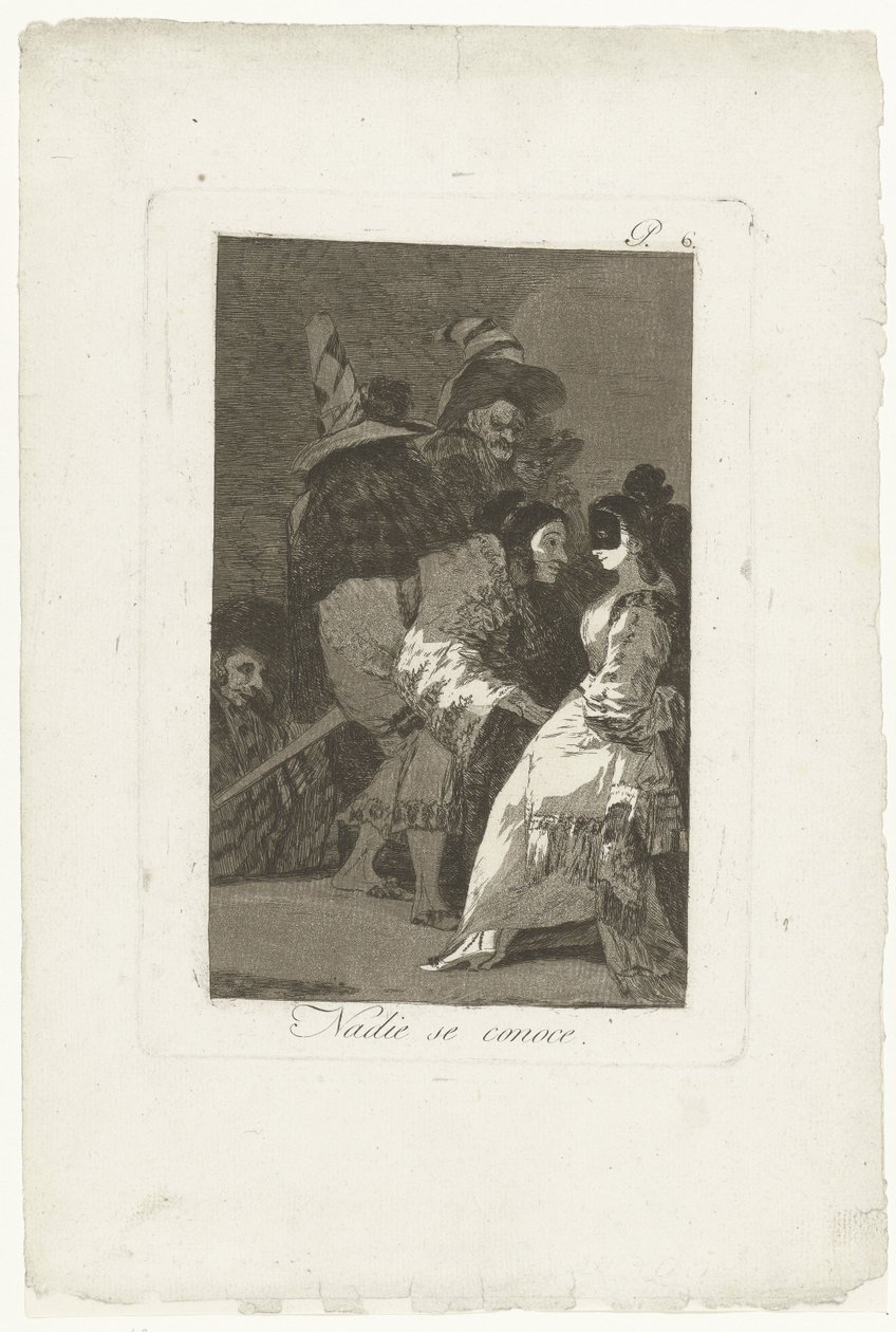 Nikdo nezná sám sebe Nadie se conoce (název na objektu) Los Caprichos (název série) od Francisco de Goya