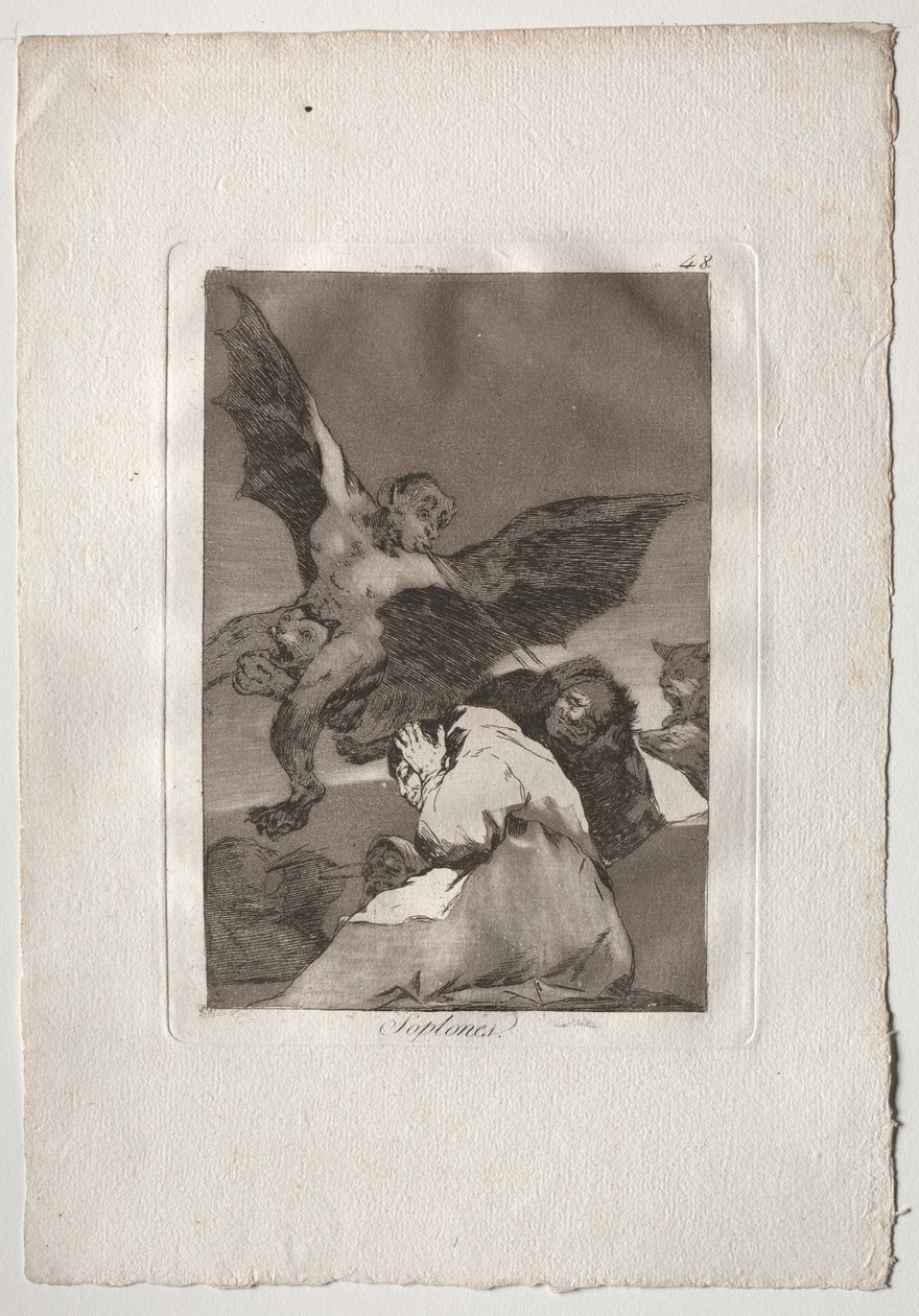 Ochenta Caprichos: Nositelé příběhů-Výbuchy větru od Francisco de Goya