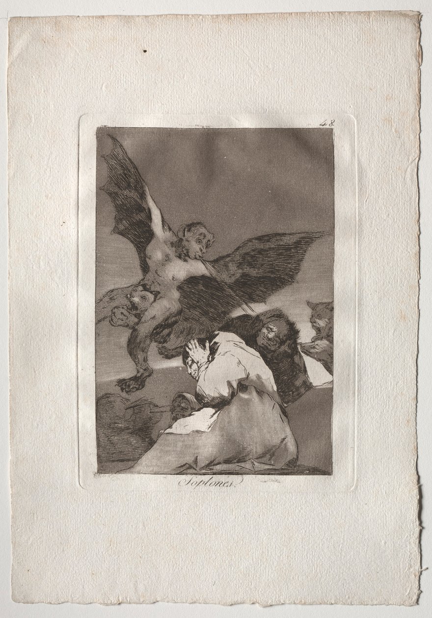 Ochenta Caprichos: Nositelé příběhů-Výbuchy větru, 1793-1798. od Francisco de Goya