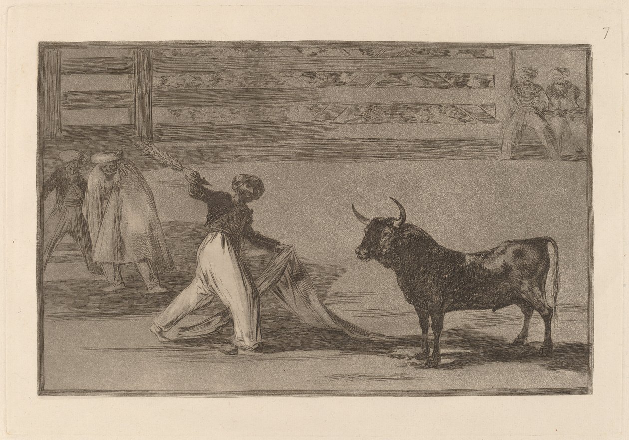 Původ harpun nebo banderil (Origin of the Harpoons nebo Banderillas) od Francisco de Goya