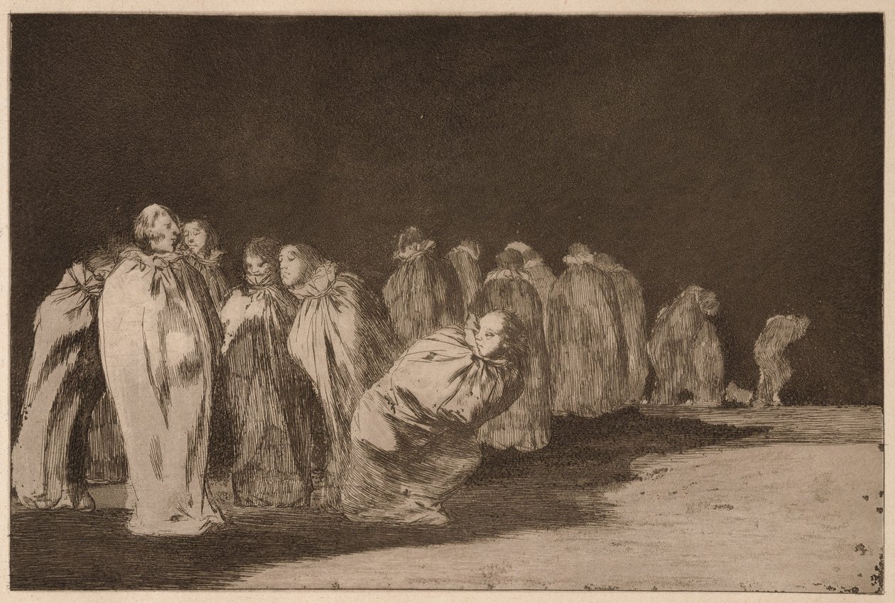 Lidé v pytlích (Los ensacados), ze série Los Disparates od Francisco de Goya