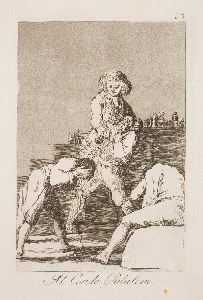 hrabě Palatine. Ministr zahraničí Urquijo jako šarlatán od Francisco de Goya