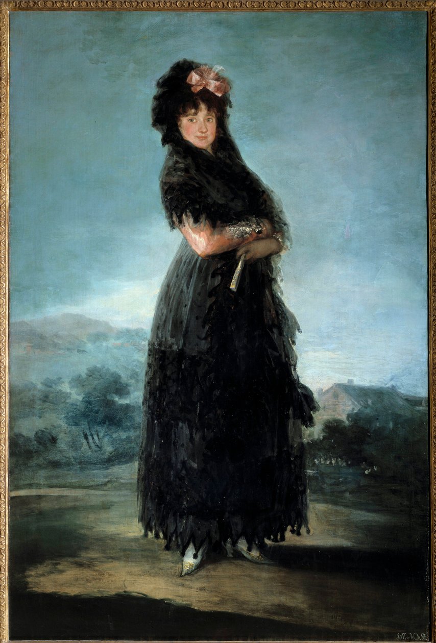 Celovečerní portrét Mariany Waldsteinové, markýze ze Santa Cruz (1763-1808) Obraz Francisco de Goya (1746-1828) Slunce 18. století. 1,42x0,97m od Francisco de Goya