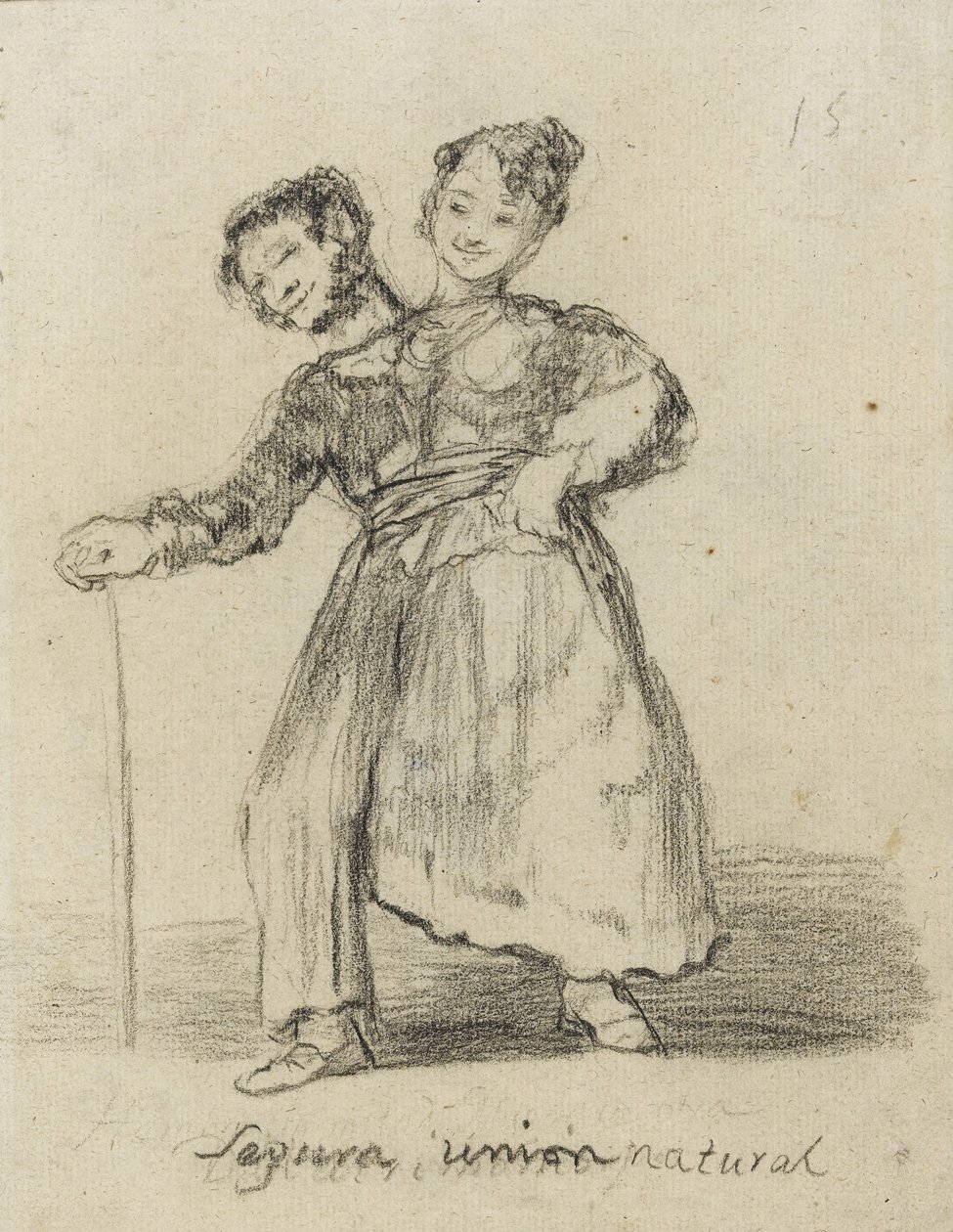 Segura Union Natural, 1819-28 (černá křída na papíře) od Francisco de Goya