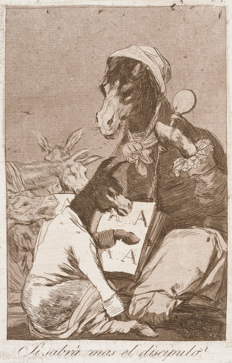 Si sabrá mas el discipulo (Měl by student vědět lépe ) od Francisco de Goya