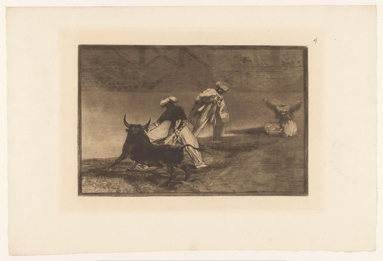 Toreadoři v aréně Kapské otro encerrado Býčí zápasy (název série) La Taureaumachie (název série) La Tauromaquia (název série) od Francisco de Goya