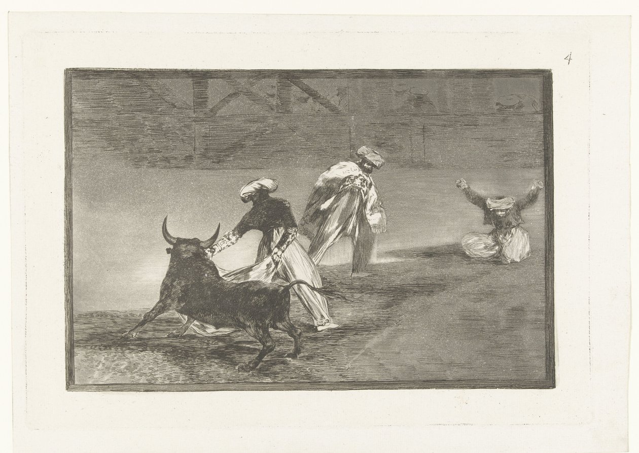 Toreadoři v aréně Kapské otro encerrado Býčí zápasy (název seriálu) La Tauromaquia (název série) od Francisco de Goya