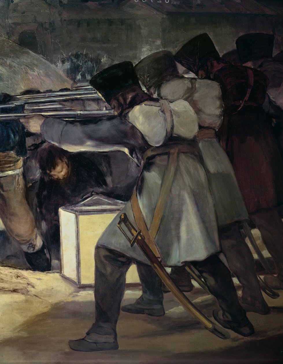 3. května 1808, Madrid detail pěšáků, 1814 olej na plátně od Francisco de Goya