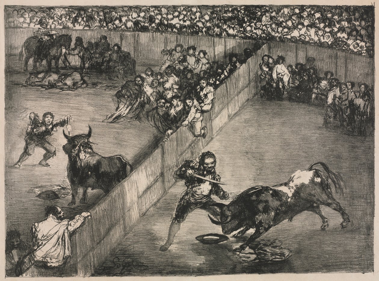 Býci z Bordeaux: Býčí zápas v rozděleném prstenu, 1825. od Francisco de Goya