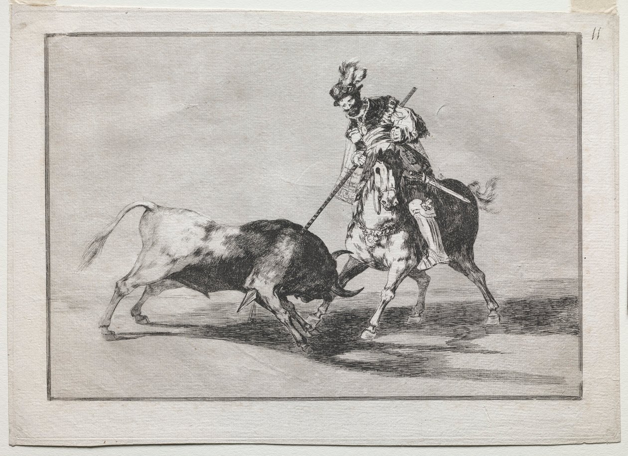 Cid Campeador Spearing Another Bull, 1815-1816. od Francisco de Goya