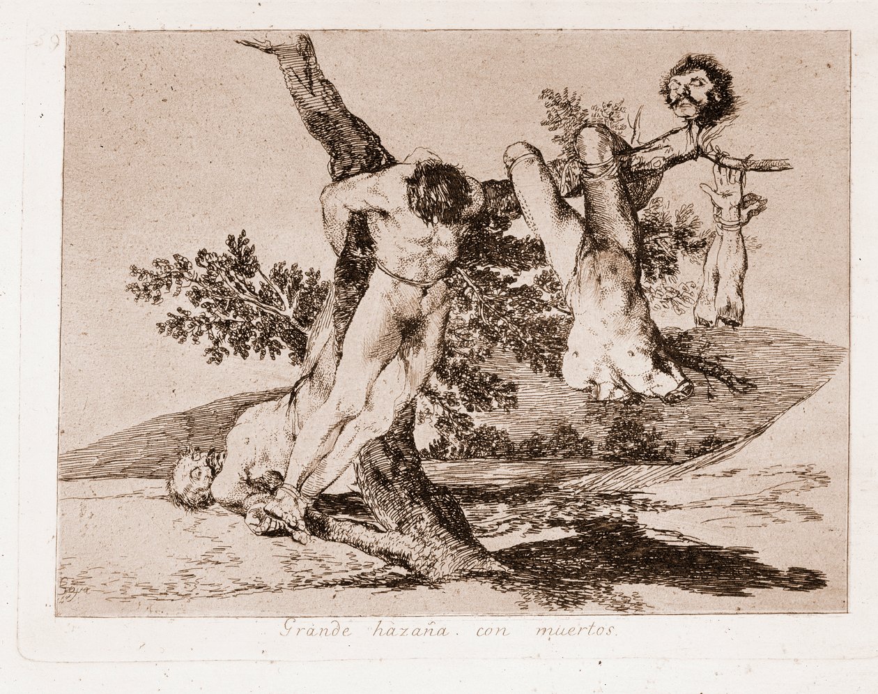 The Disasters of War: Skvělý počin s mrtvými! (Gravírování po přípravném výkresu od Francisco de Goya