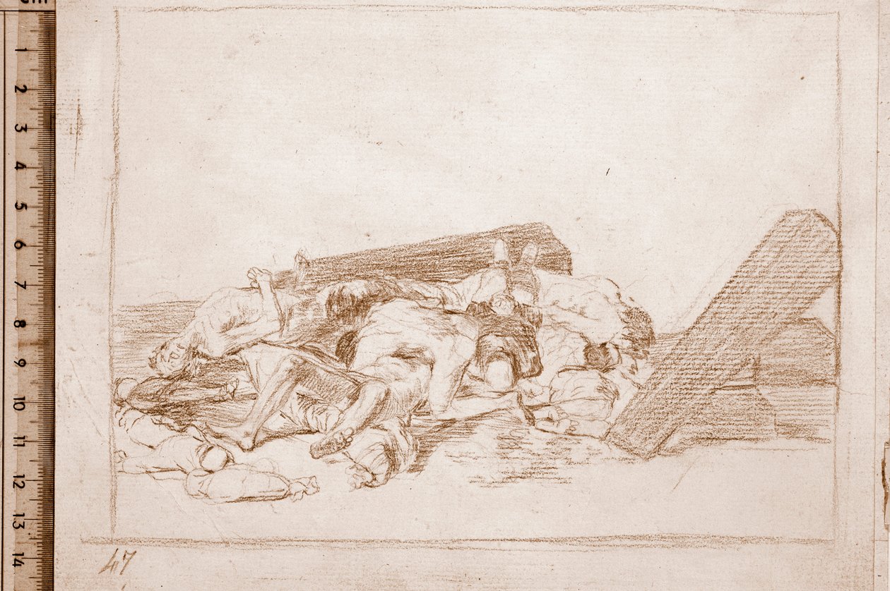 The Disasters of War: Příušnice mrtvých (přípravná kresba od Francisco de Goya