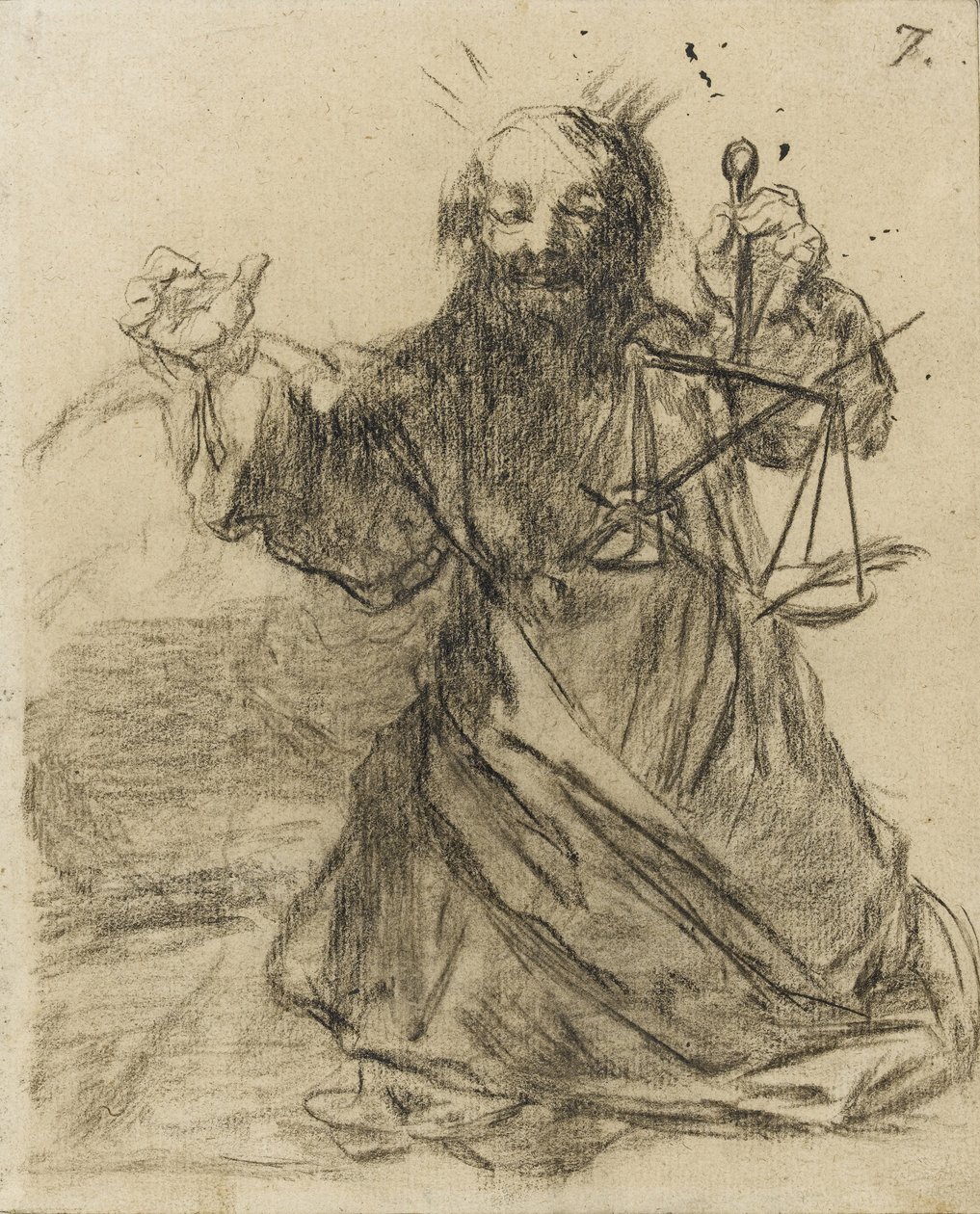 Pero je mocnější než meč, 1819-28 (černá křída na papíře) od Francisco de Goya