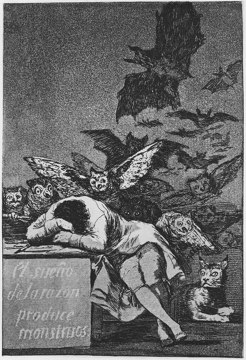The Sleep of Reason produkuje monstra. Capricho č. 43, 1797-1798 od Francisco de Goya
